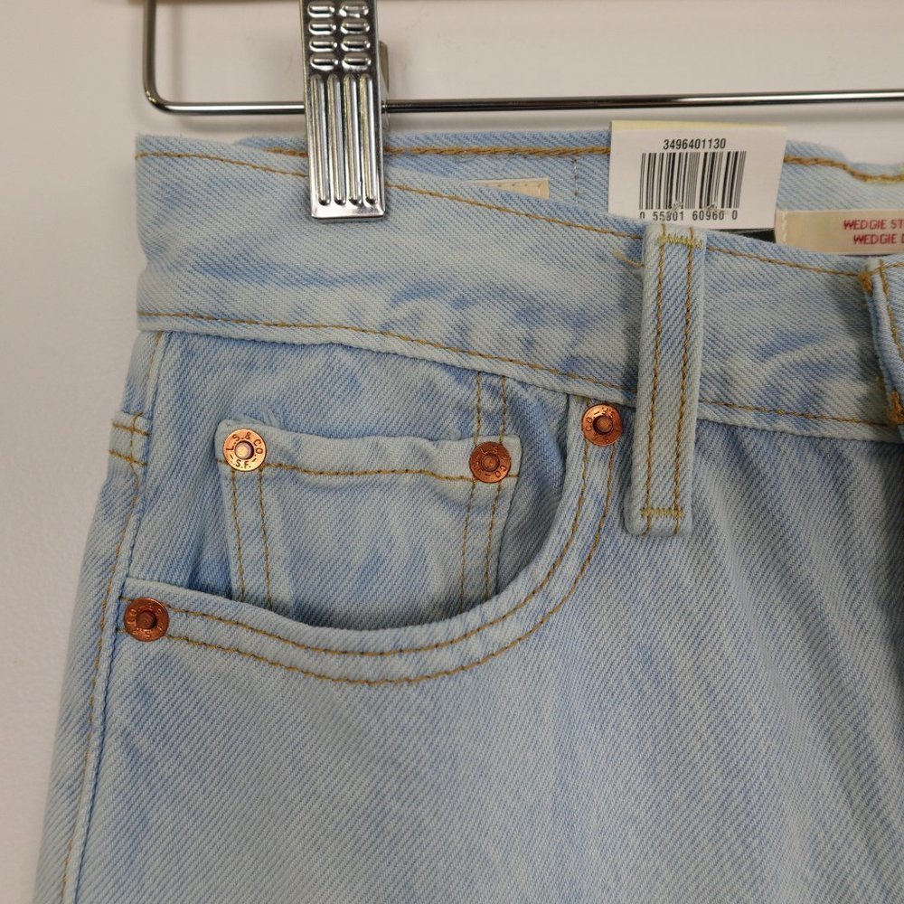 ❌SOLD❌ LEVI'S Wedgie Straight Jeans Light Blue Acid wash High Rise Denim 25X26 - Picture 4 of 14